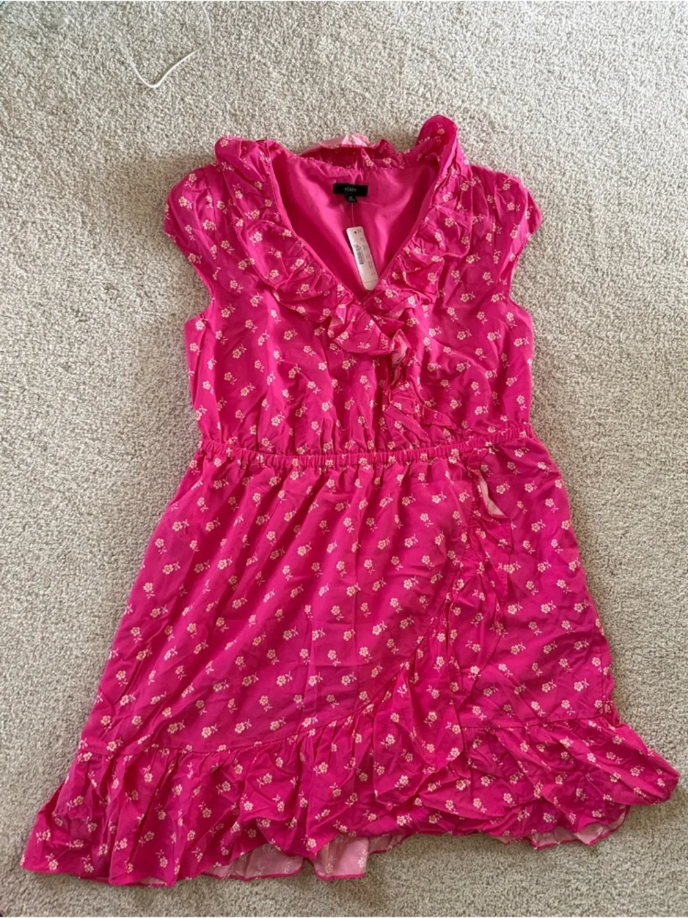 J. Crew Vibrant Hot Pink Floral Lined Dress - Picture 6 of 8